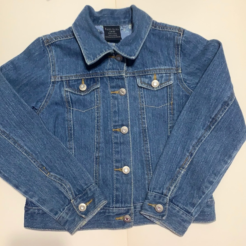 Denim blue jean jacket girls 6-6X Faded Glory buttons w/stones